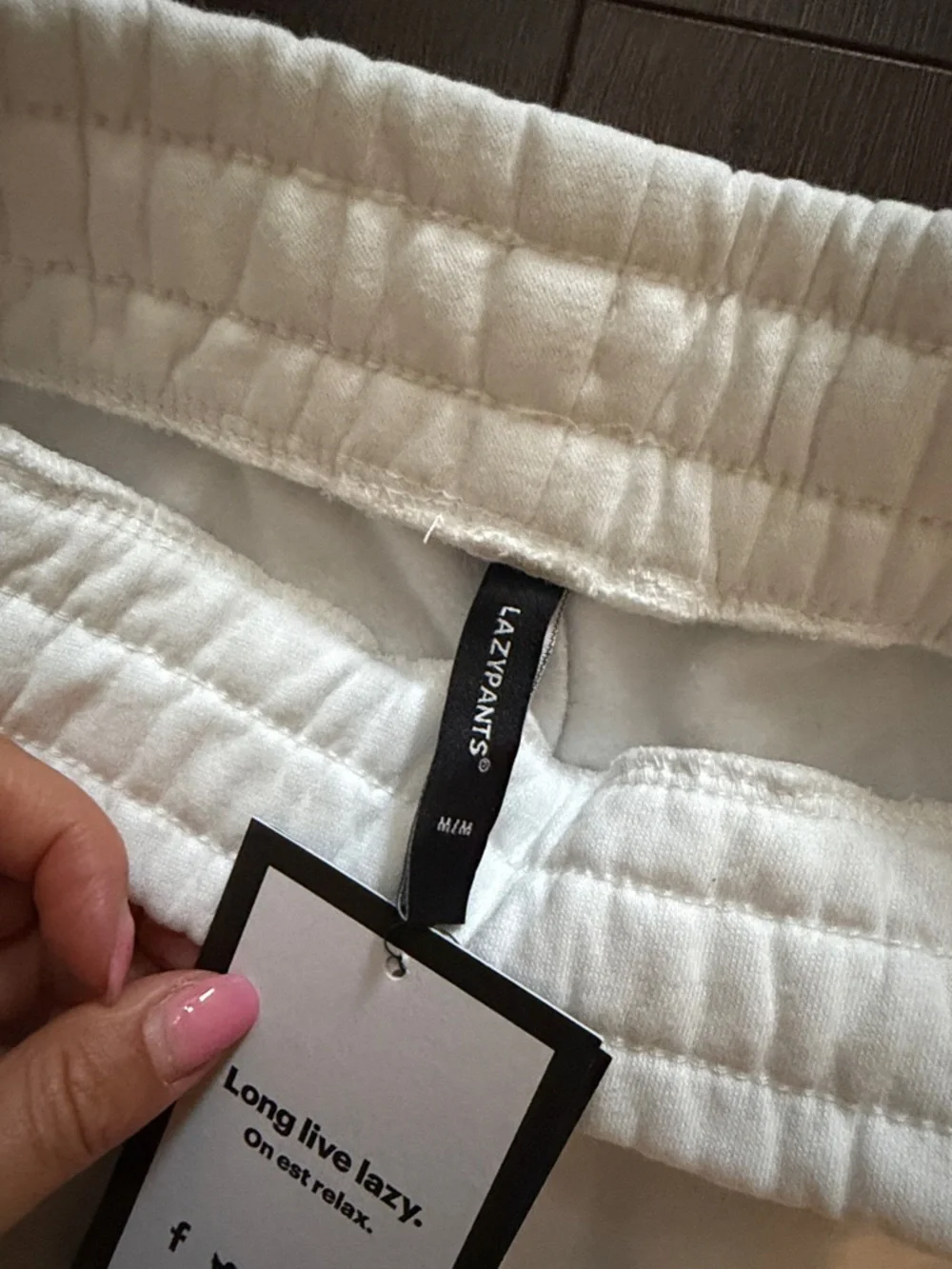 Lazy Pants white sweat shorts Medium BNWT - Picture 2 of 4